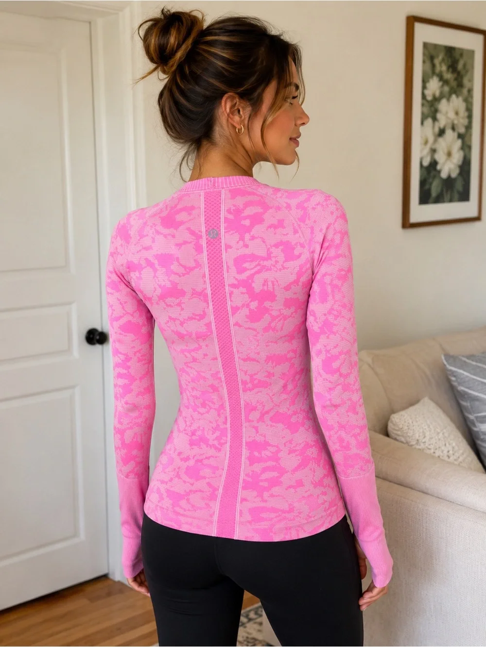 Lululemon Swiftly Tech Long Sleeve Crew Heathered Raspberry Glo Light Sz 6 A336